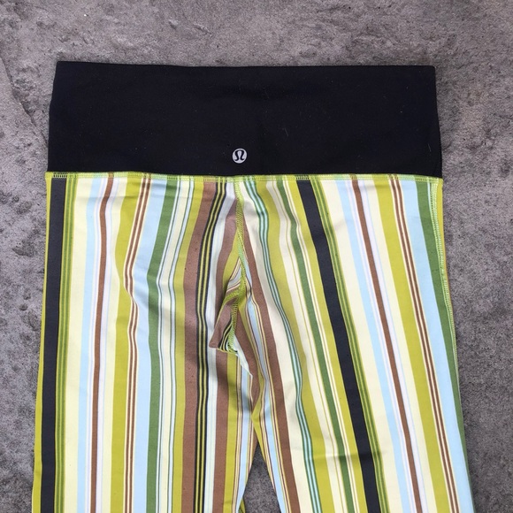 Lululemon rare pants striped bell bottoms size xs green yellow black - Picture 3 of 6